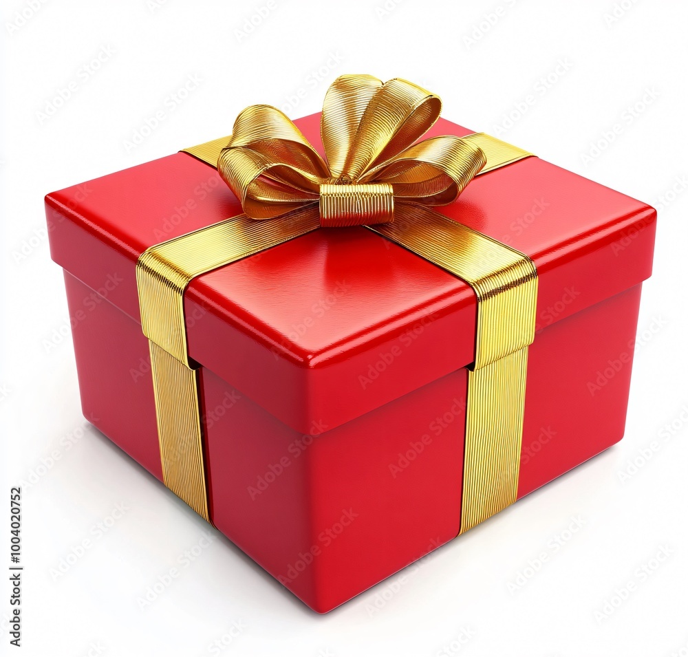 Red gift box isolated on white, perfect for Christmas presents or birthday celebrations Red gift box isolated on white, perfect for Christmas presents or birthday celebrations