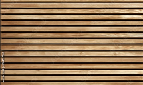  Wooden wall. Texture of wood panels. Pattern of slats with horizontal stripes. Modern interior fences and partitions used in architecture. Cladding from boards is a building material. 