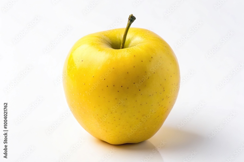 Yellow Renetta Apple on white background wide-angle Yellow Renetta Apple on white background wide-angle