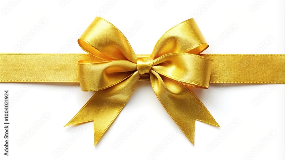 yellow ribbon and bow with gold isolated against white background Aerial yellow ribbon and bow with gold isolated against white background Aerial