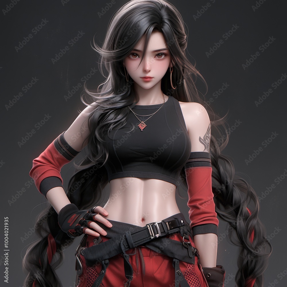 Strong Female Warrior in Dynamic Pose Strong Female Warrior in Dynamic Pose