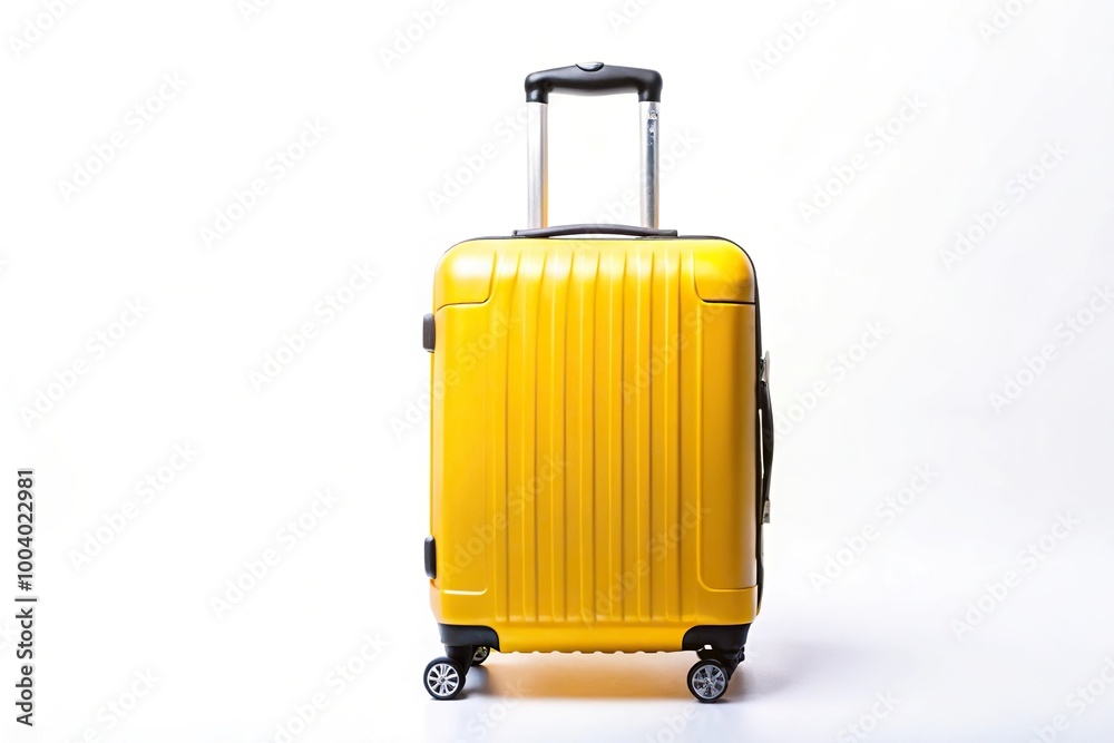 Yellow trolley suitcase on white background Yellow trolley suitcase on white background