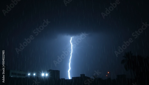rain with thunder strum spooky scary dark in night