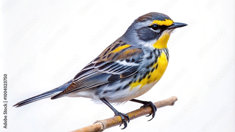 Yellow-rumped warbler on white background Yellow-rumped warbler on white background