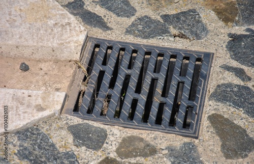 metal grating for rainwater drainage system photo