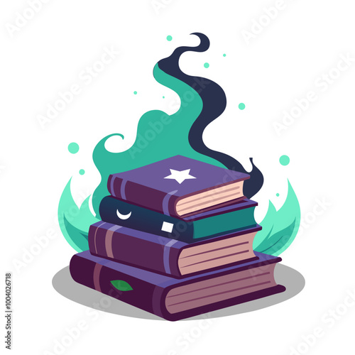 Halloween Magical Books with Enchanted Glow and Mysterious Aura.