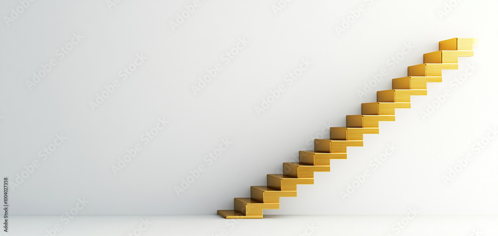 Obraz premium Staircase leading upwards, white isolated background.