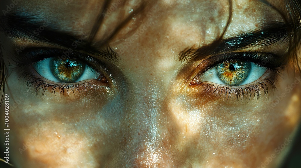 Intense Green Eyes: A Close-Up Portrait Intense Green Eyes: A Close-Up Portrait