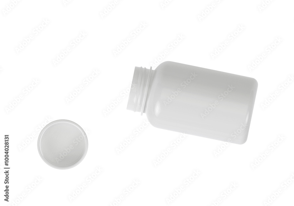 Top view. Blank plastic pill bottle, transparent background Top view. Blank plastic pill bottle, transparent background