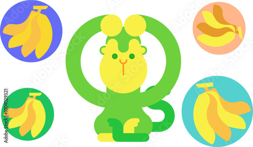 カラフルで可愛いサルのアイコン