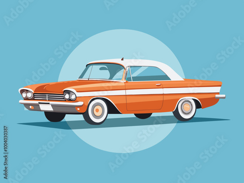 Classic american retro car of 1960, auto design stock illustration