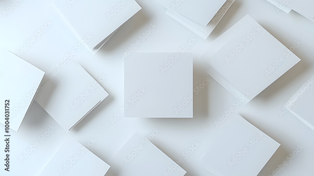 3d render, abstract white geometric background, minimal flat lay, twisted deck of square blank cards with rounded corners. 3d render, abstract white geometric background, minimal flat lay, twisted deck of square blank cards with rounded corners.