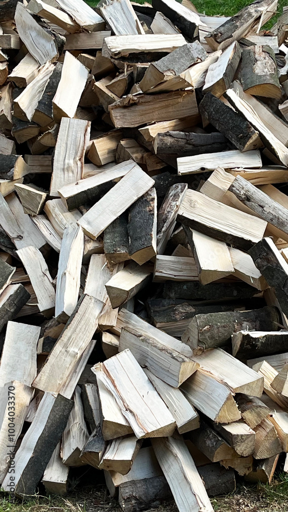Chopped firewood, huge pile of firewood from wood. Wood background Chopped firewood, huge pile of firewood from wood. Wood background