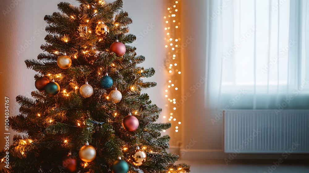 Christmas tree. Holiday interior background Christmas tree. Holiday interior background