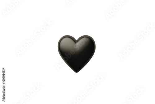 Small minimalist heart symbol in black ,Isolated on transparent background