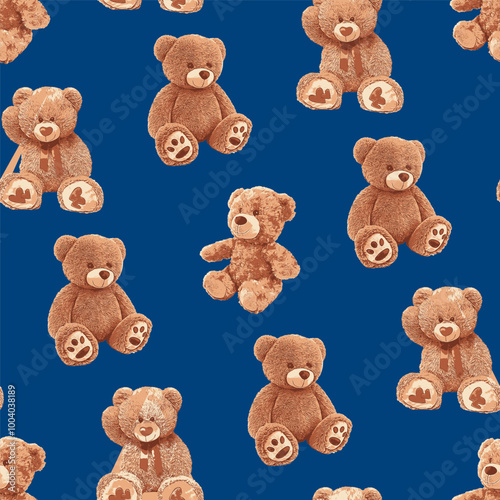 Seamless Cute Teddy Bears Pattern 241003