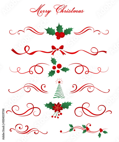 merry christmas decor elements, a holiday ornament of leaves and berries. New Year wreaths and monograms Vector illustration. Can be used foe letters and much more