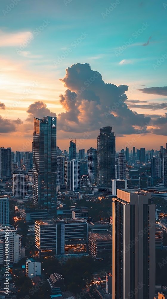 Obraz premium Majestic cityscape sathorn towering over bangkok streets image