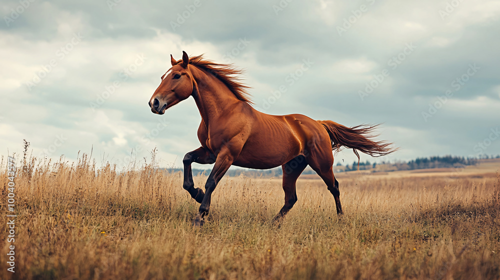 Obraz premium A wild horse running free across the plains