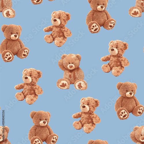 Seamless Cute Teddy Bears Pattern 241005