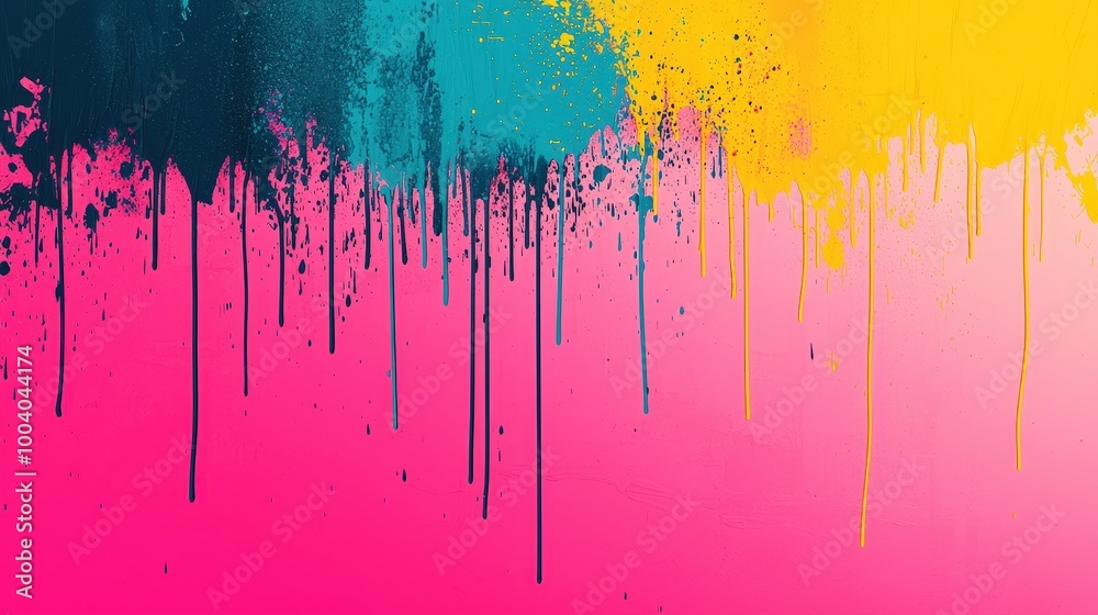Abstract texture of dripping paint in bold, contrasting colors