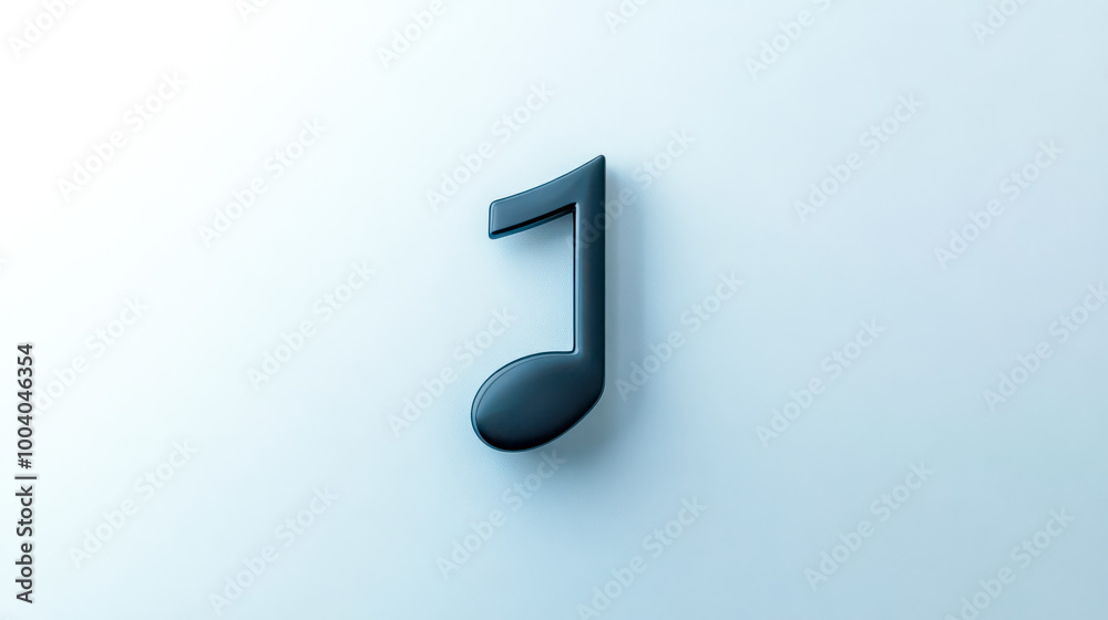 Black music note casting shadow on blue background Black music note casting shadow on blue background