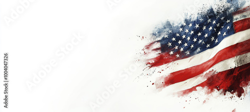 Close-Up of Watercolor American Flag