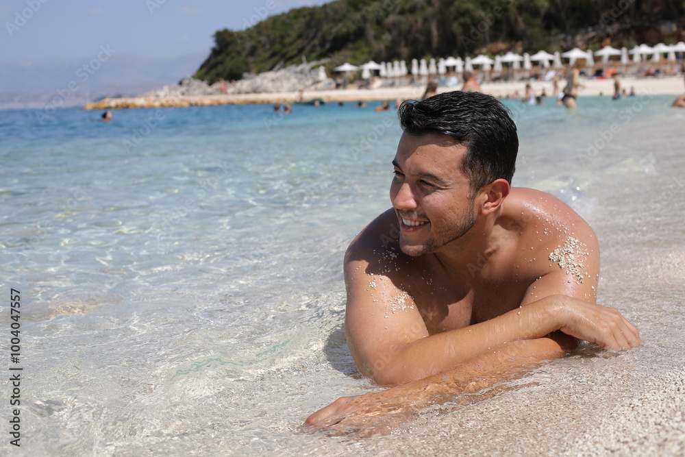 Attractive shirtless man at the beach Attractive shirtless man at the beach