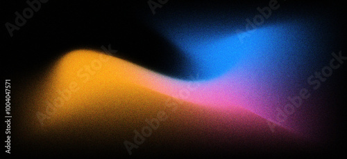 Abstract colorful gradient background with flowing blue, pink, and orange colors blending smoothly. Grainy background style	
