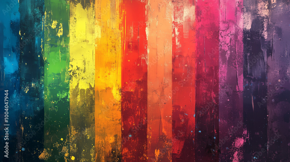 Fototapeta premium An illustration of abstract LGBTQ symbols in a dynamic composition, showcasing vibrant colors and fluid shapes. This artwork represents diversity, love, and the celebration of LGBTQ identities.