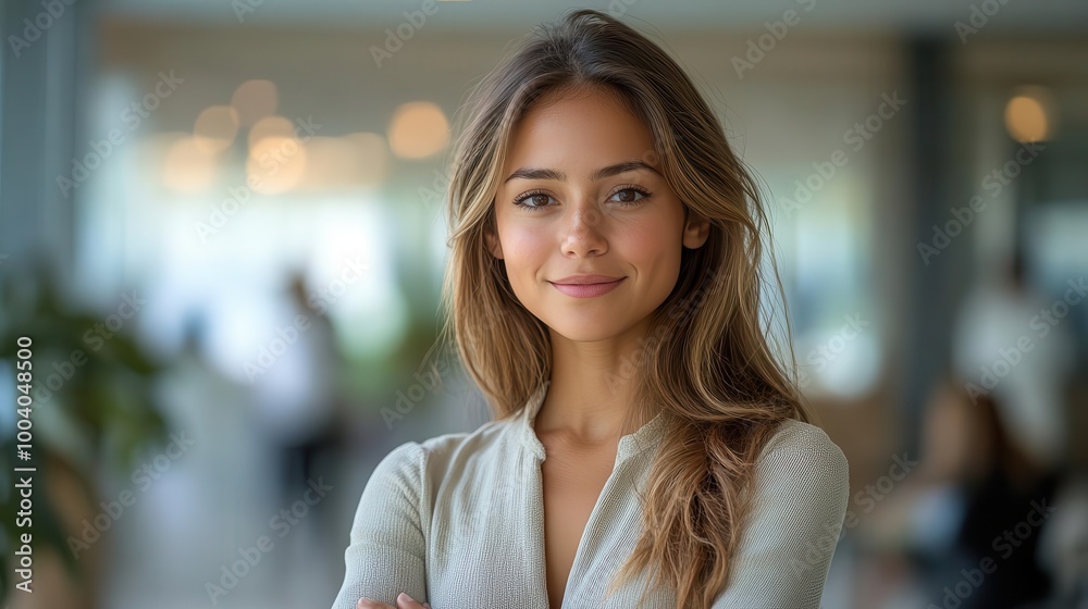 a successful and confident hispanic woman in a corporate portrait arms crossed and smiling embodying empowerment and leadership in a professional office environment a successful and confident hispanic woman in a corporate portrait arms crossed and smiling embodying empowerment and leadership in a professional office environment