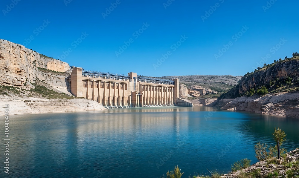Imposing Dam Against a Clear Blue Sky Imposing Dam Against a Clear Blue Sky