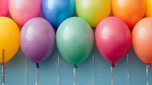 An illustration of a cluster of rainbow-colored balloons floating joyfully against a bright blue sky, symbolizing LGBTQ pride and celebration. The vibrant colors represent love, diversity, and unity.