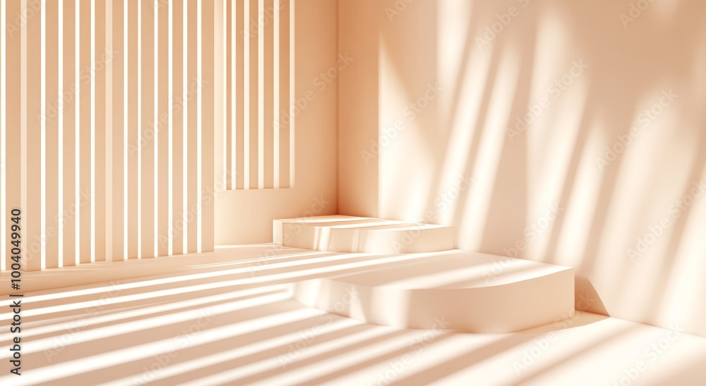 Decorative plaster wall with a sunshade shadow. 3D render illustration. Decorative plaster wall with a sunshade shadow. 3D render illustration.