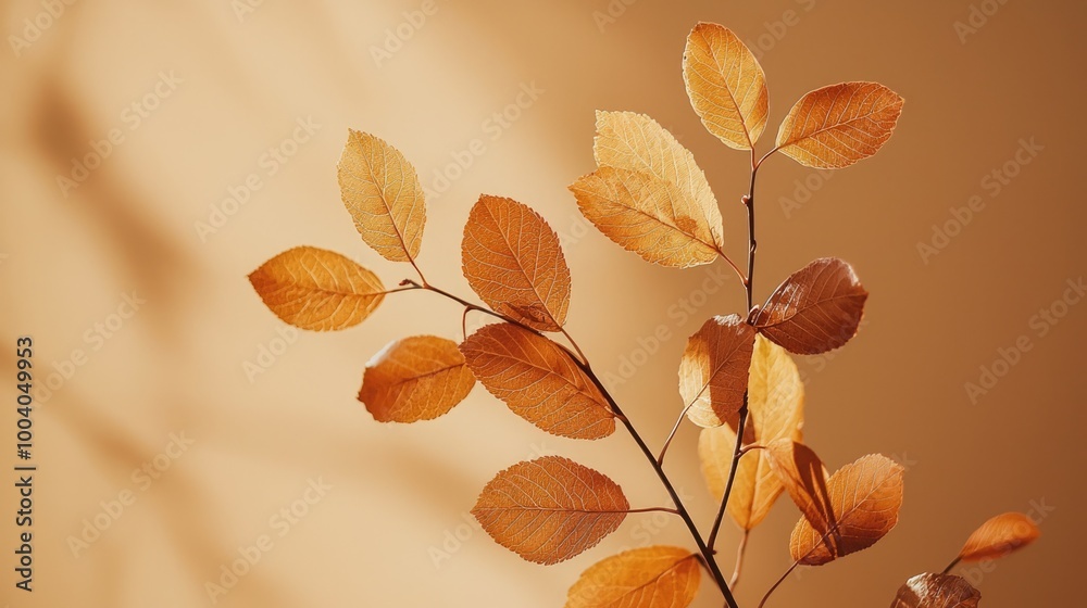 Tranquil Autumn Vibes: Brown Plant Leaves on Warm Background
