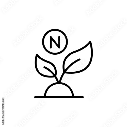 Nitrogen plant outline icons, minimalist vector illustration ,simple transparent graphic element .Isolated on white background