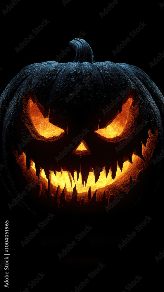 Naklejka premium Menacing Pumpkin with Glowing Eyes for Halloween