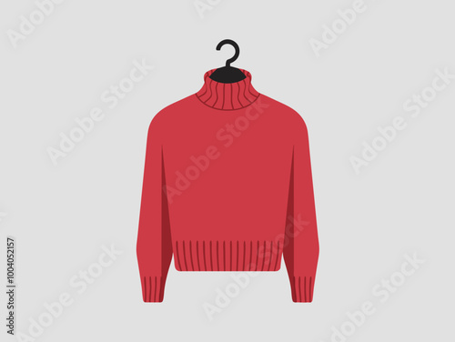 Stylish Red Turtleneck Sweater on Hanger