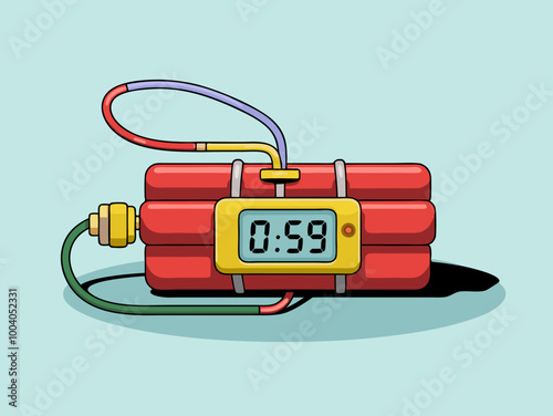 Illustration of a time bomb with digital timer
