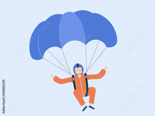 Skydiving with Blue Parachute Illustration