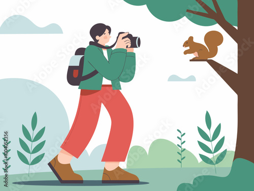 Photographer capturing a squirrel in the park