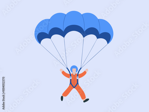 Parachuting illustration with blue parachute