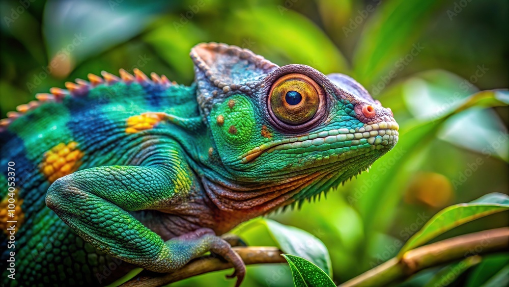 wild chameleon in natural habitat of jungle wild chameleon in natural habitat of jungle