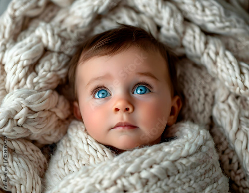 Baby with beautiful blue eyes