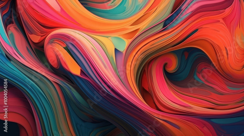 Rainbow colored abstract backdrop with organic lines and shapes