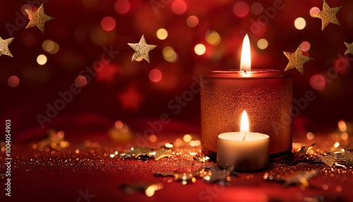 Christmas Background: A deep red background with a golden candlelight effect.