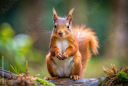 Wild red squirrel in Formby Nature Reserve at eye level photo