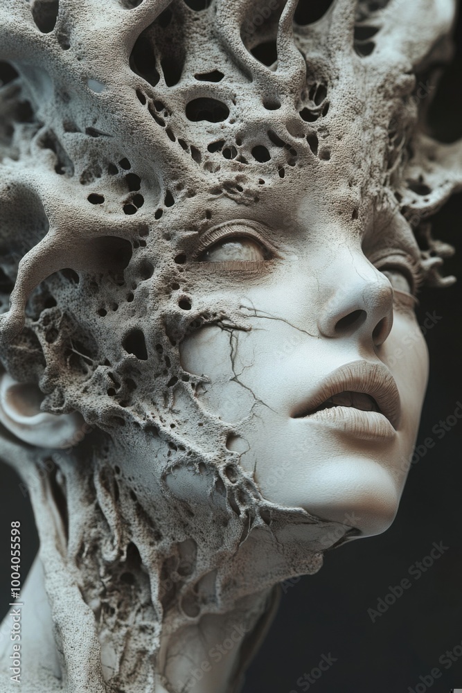 Naklejka premium Exploring States of Mind Through Surreal Sculptural Artistry with Textured Organic Forms