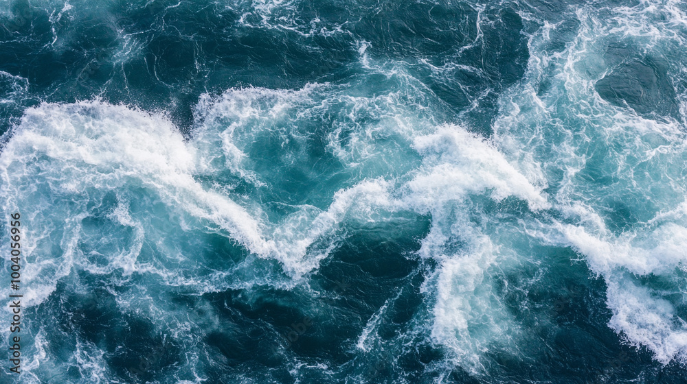 Dynamic ocean waves creating patterns in deep blue water. Dynamic ocean waves creating patterns in deep blue water.