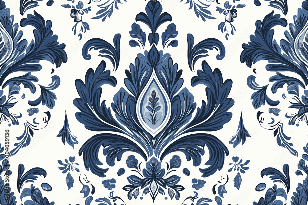 Blue and white vector seamless pattern